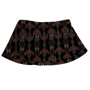 Tahari ASL‎ Aztec tribal print strapless cropped swing top black gray orange 2